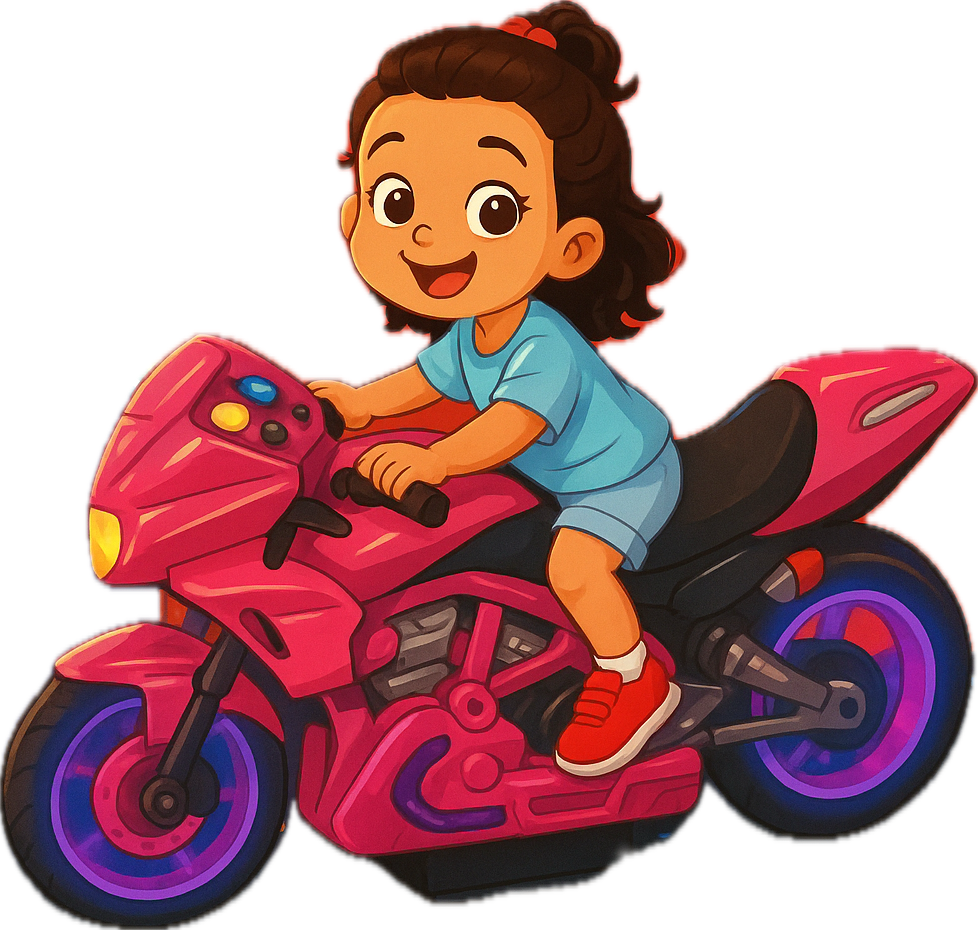 Little girl on motorcycle